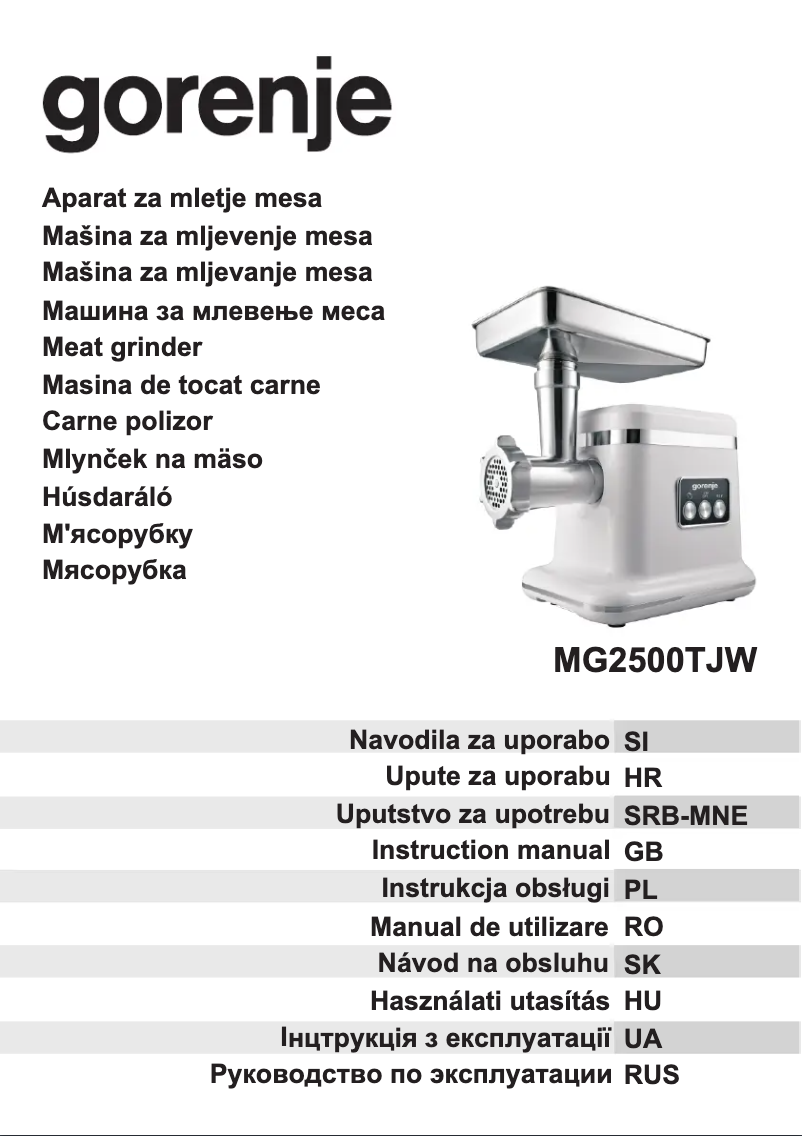 Page n°1 - Manuel utilisateur Gorenje MG2500TJW