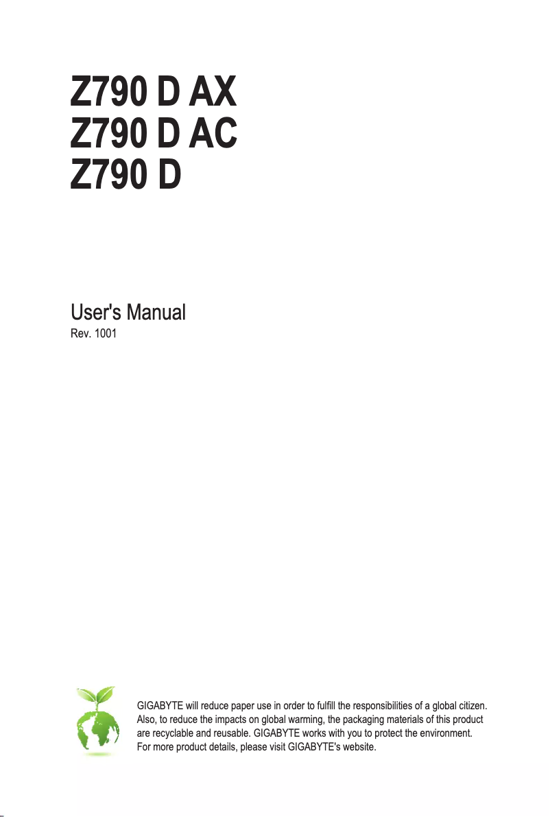 Page n°1 - Manuel utilisateur Gigabyte Z790 D