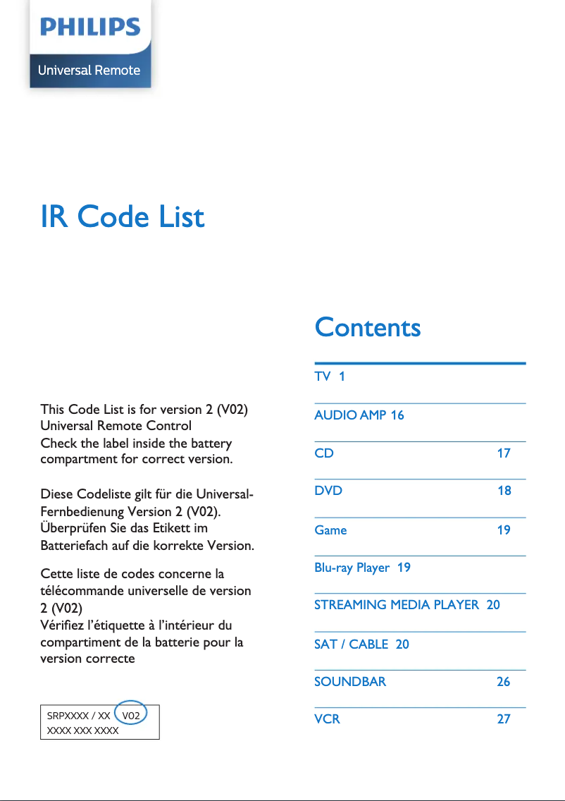 Página 1 del manual Manual de usuario Philips SRP3011