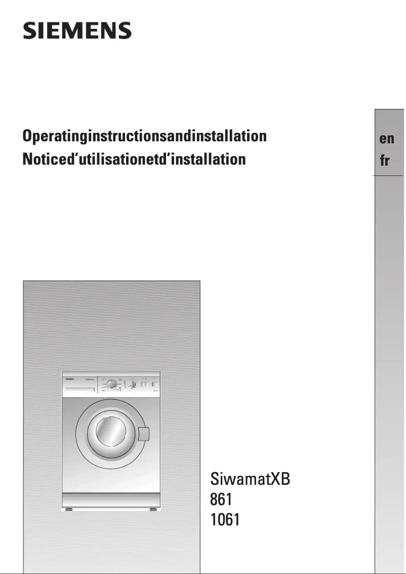 Page 1 de la notice Manuel utilisateur Siemens WXB1061FF