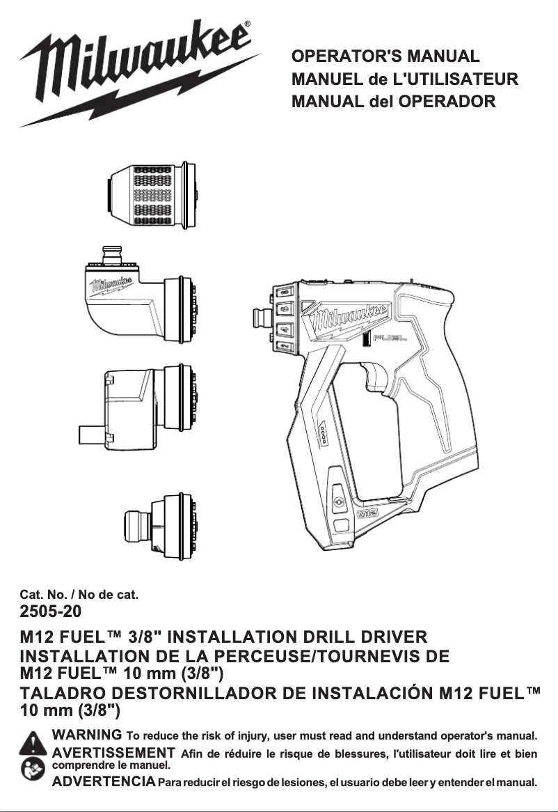 Page n°1 - Manuel utilisateur Milwaukee M12 Fuel 2505-22
