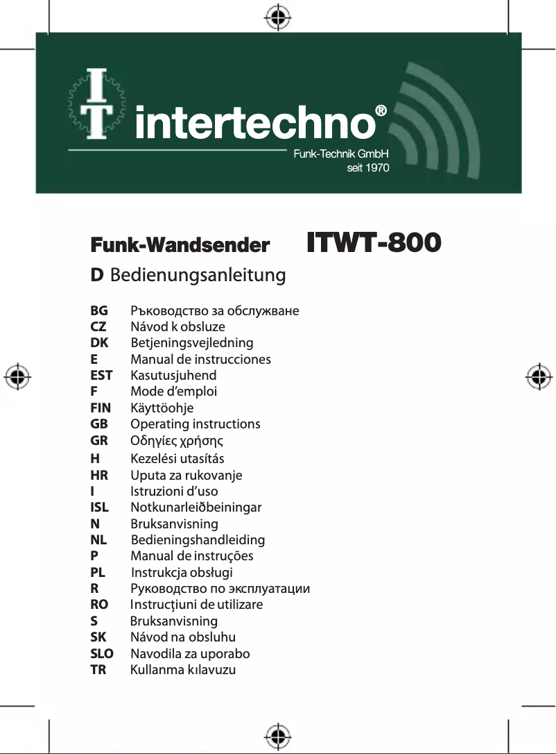 Page n°1 - Manuel utilisateur Intertechno ITWT-800