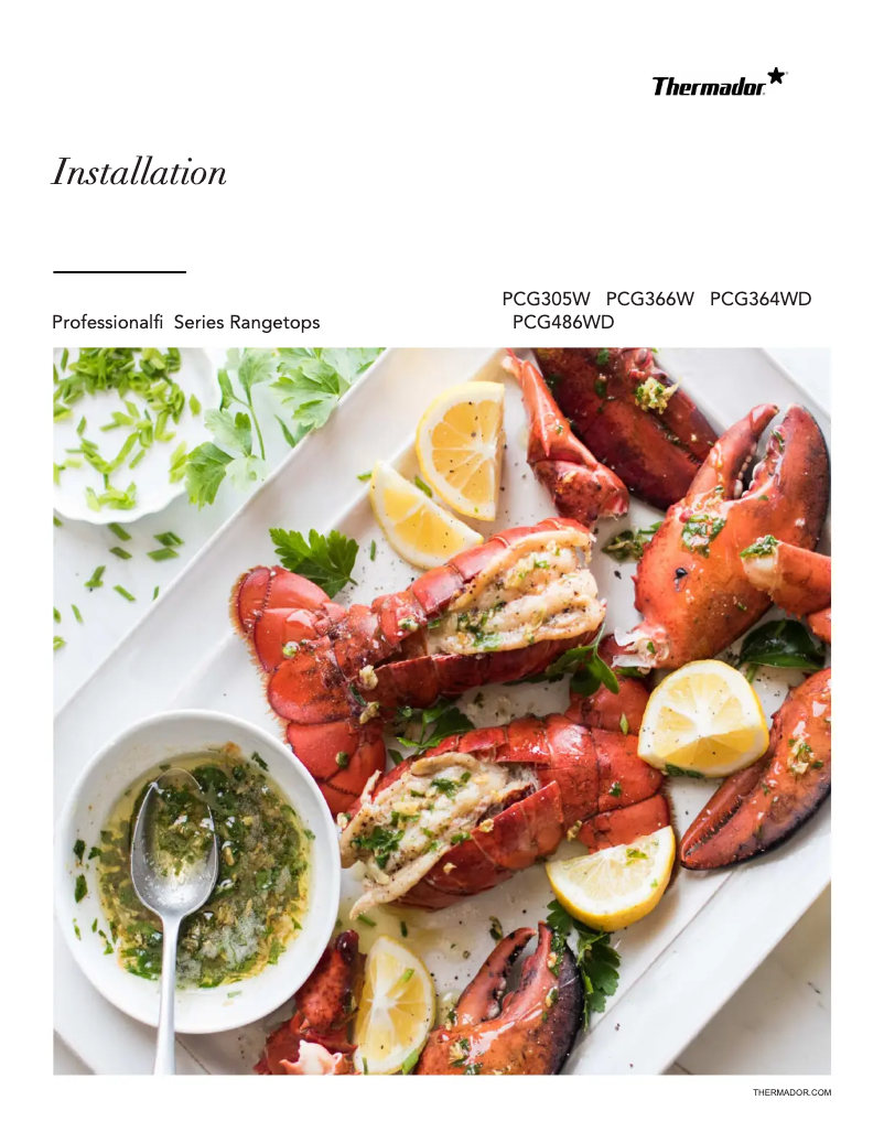Page 1 de la notice Guide d'installation Thermador PCG366W