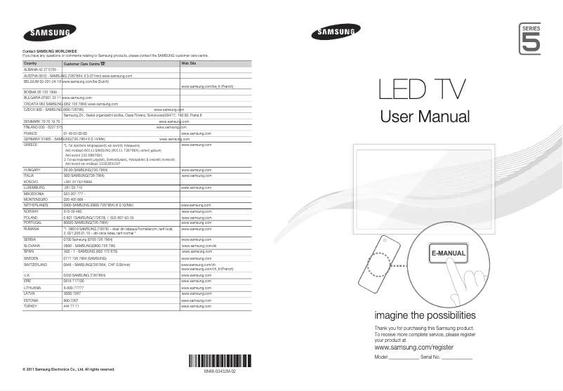 Page 1 de la notice Manuel utilisateur Samsung UE22D5000NWXZT