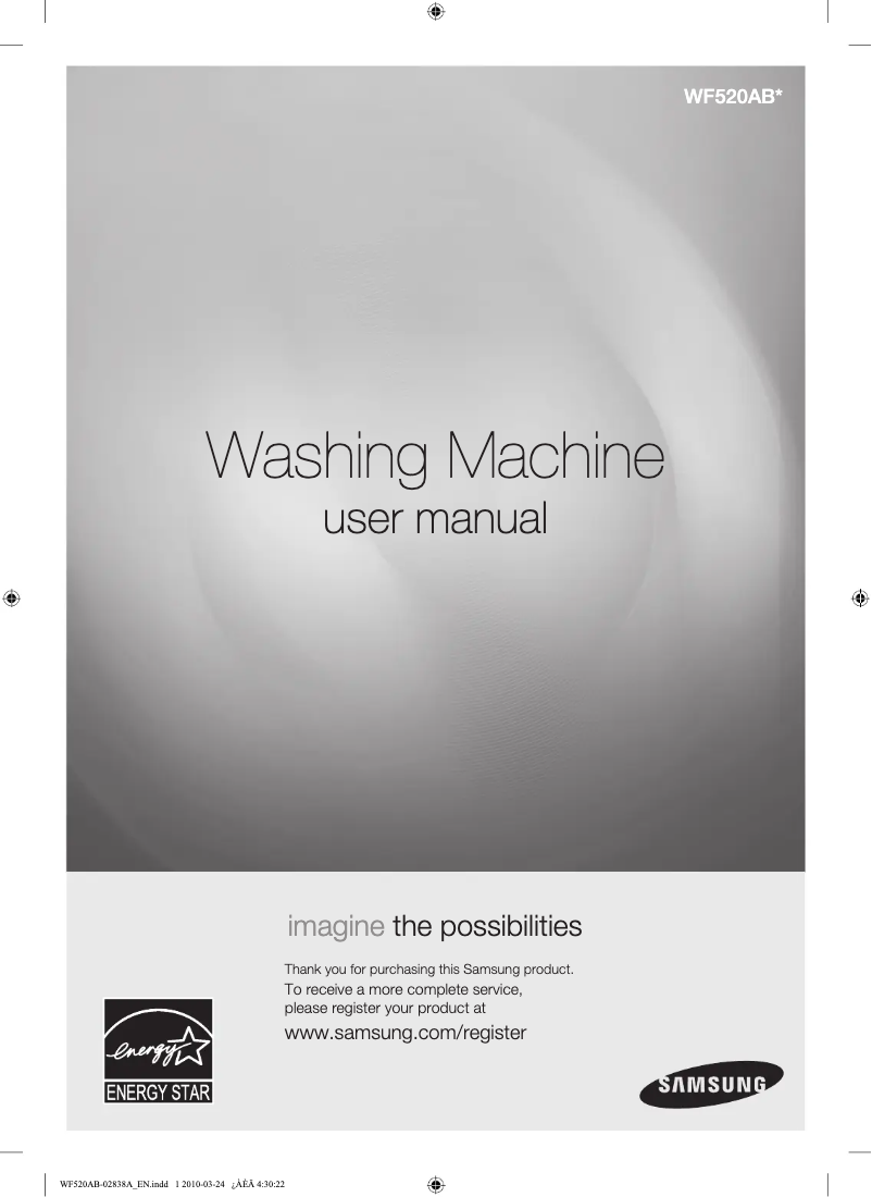 Page 1 de la notice Manuel utilisateur Samsung WF520ABW