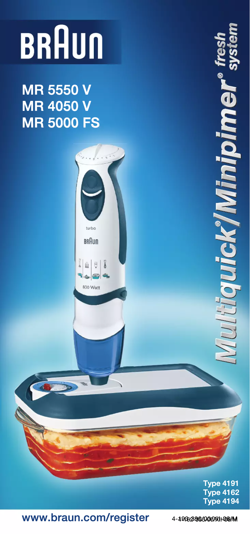 Page 1 of the manual User Manual Braun MR 4050V