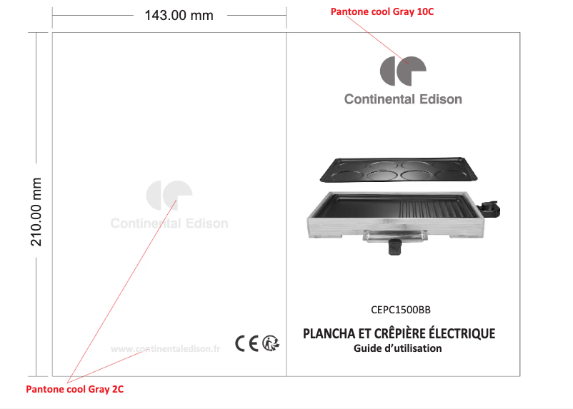 Page 1 de la notice Manuel utilisateur Continental Edison CEPC1500BB