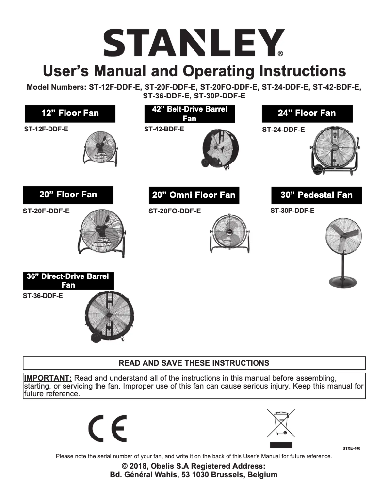 Page 1 de la notice Manuel utilisateur Stanley ST-20F-DDF-E