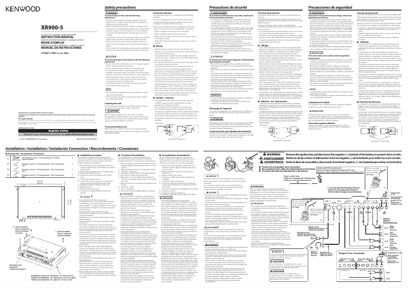 Page 1 de la notice Manuel utilisateur Kenwood XR900-5