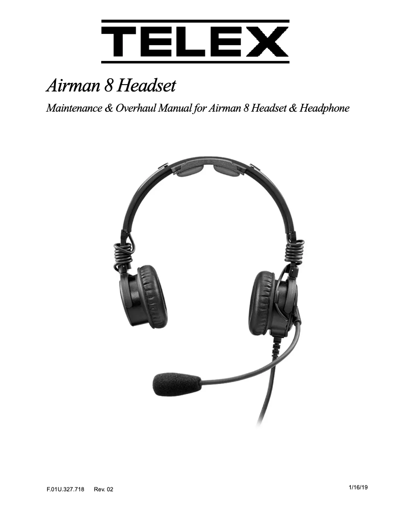 Page 1 de la notice Manuel utilisateur Telex Airman 8