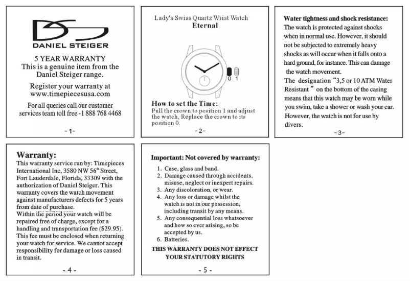 Page n°1 - Manuel utilisateur Daniel Steiger Eternal