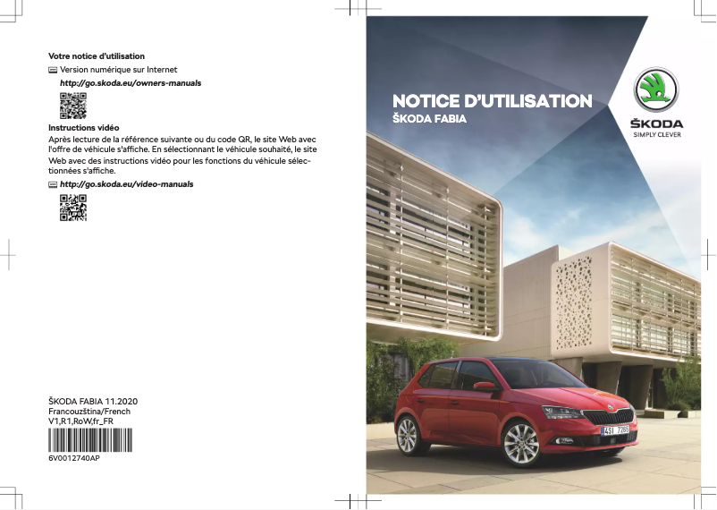 Page 1 de la notice Manuel utilisateur Skoda Fabia (2020)