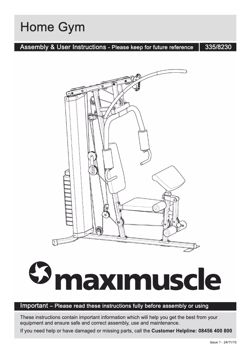Page 1 de la notice Manuel utilisateur Maximuscle 335/8230