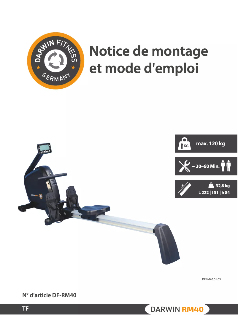 Page 1 de la notice Manuel utilisateur Darwin RM40