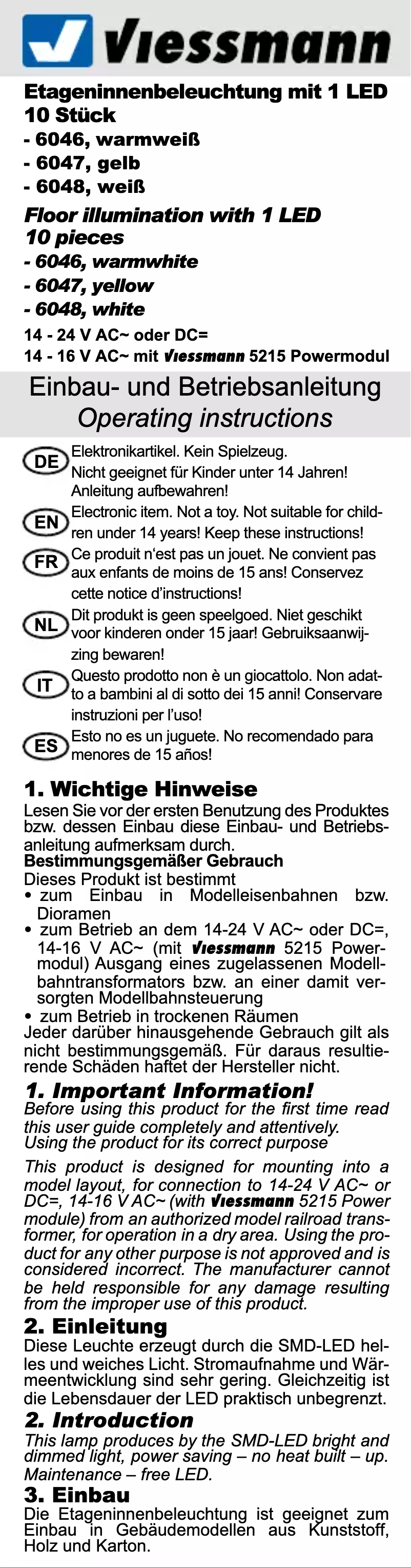 Page 1 de la notice Manuel utilisateur Viessmann 6048