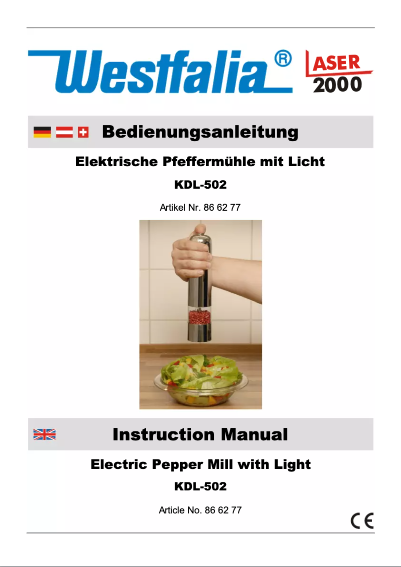 Page 1 de la notice Manuel utilisateur Westfalia KDL-502