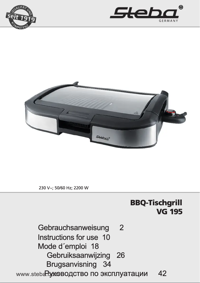 Page 1 de la notice Manuel utilisateur Steba VG 195