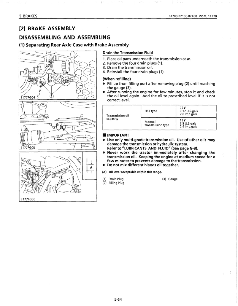 Page 1 de la notice Manuel utilisateur Kubota B2100