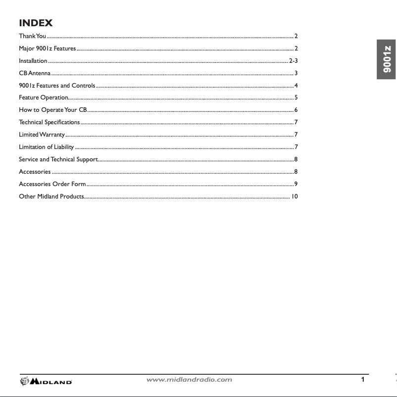 Page n°1 - Manuel utilisateur Midland 9001z