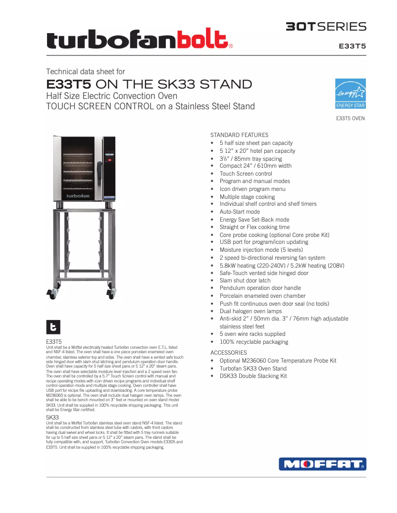 Page 1 de la notice Manuel utilisateur Moffat Turbofan E33T5