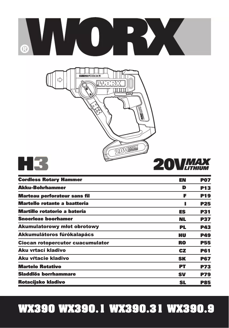 Page 1 de la notice Manuel utilisateur Worx WX390.31