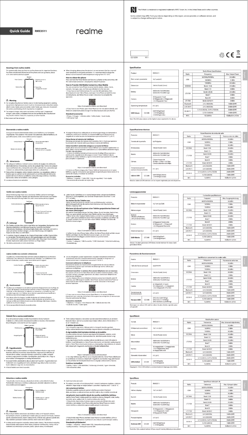Page 1 de la notice Manuel utilisateur Realme C35