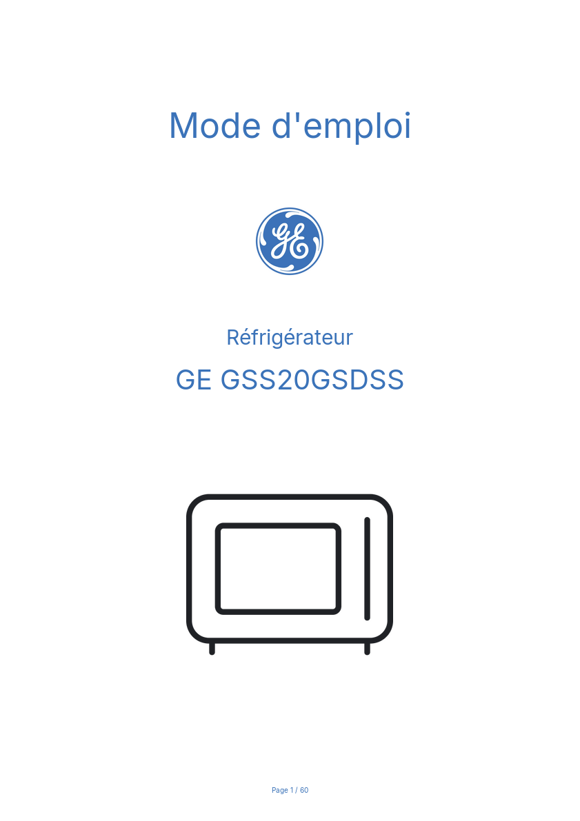 Image de la première page du manuel de l'appareil GSS20GSDSS