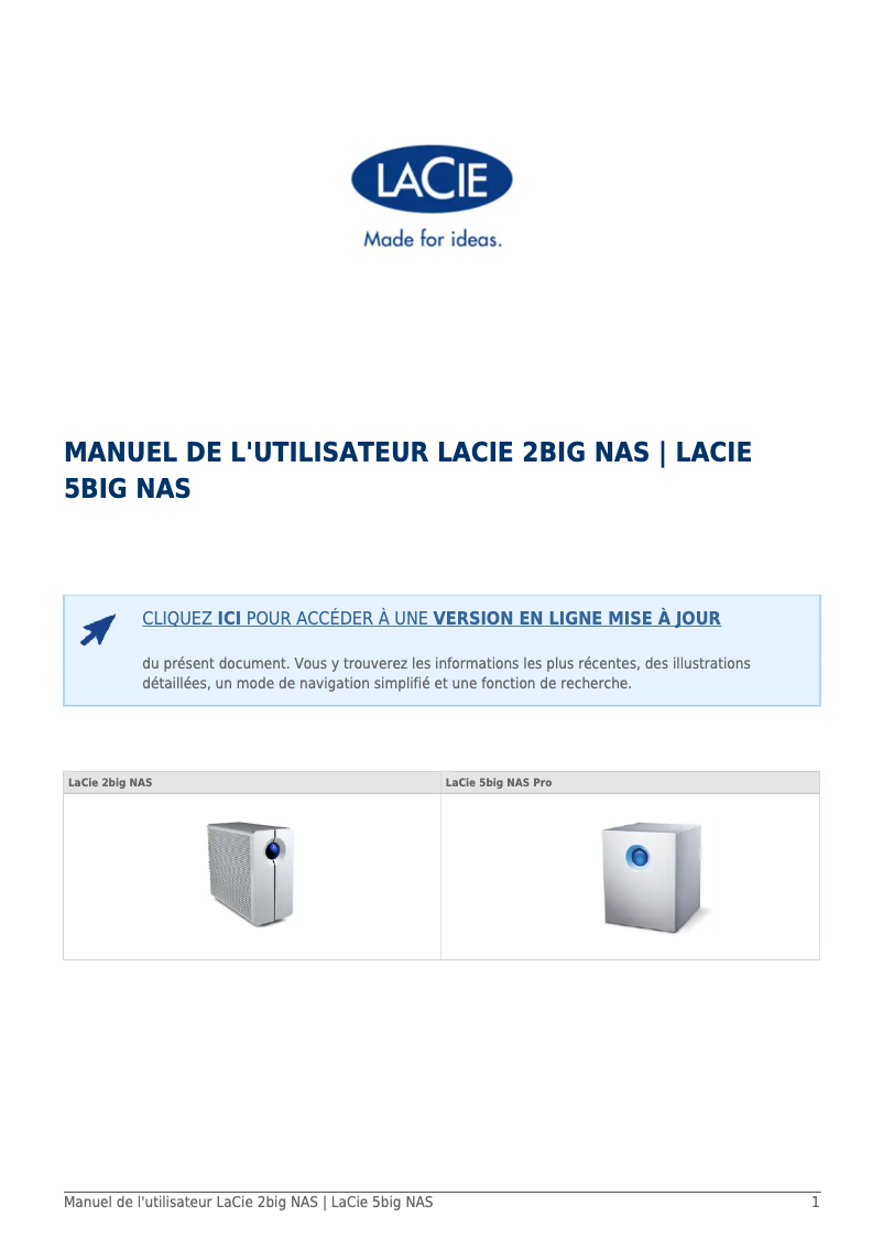 Page n°1 - Manuel utilisateur LaCie 5big NAS Pro