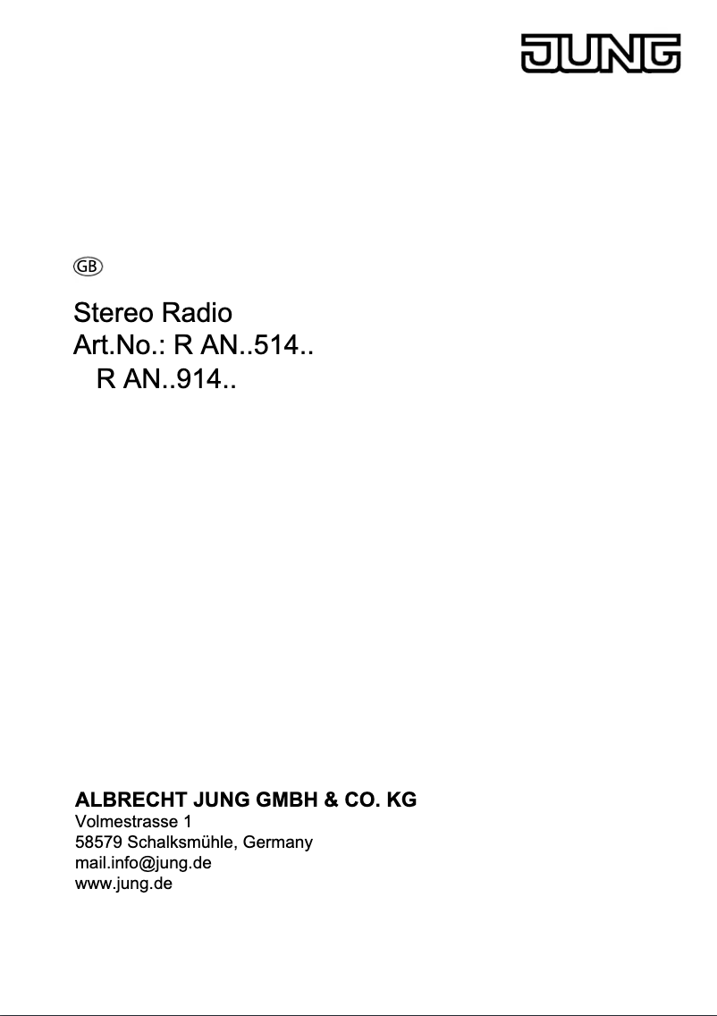 Page 1 de la notice Manuel utilisateur JUNG RANCDM514