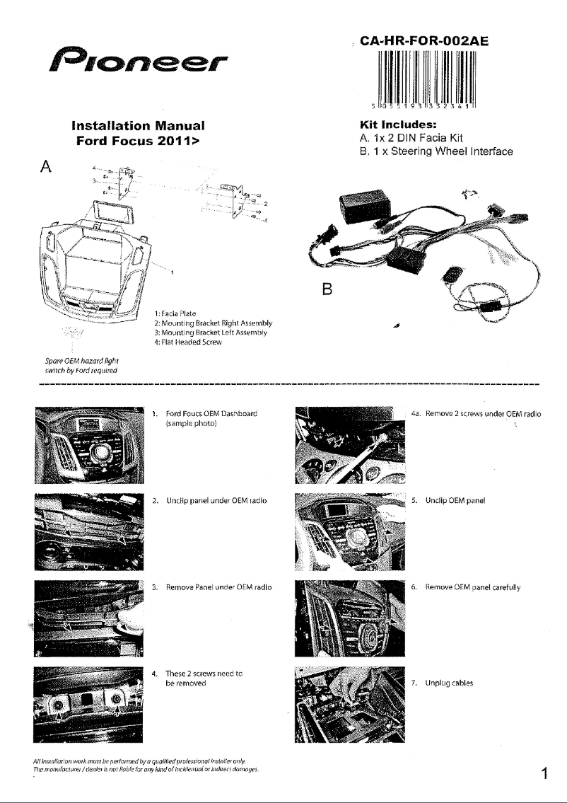 Página 1 del manual Manual de usuario Pioneer CA-HR-FOR.002AE