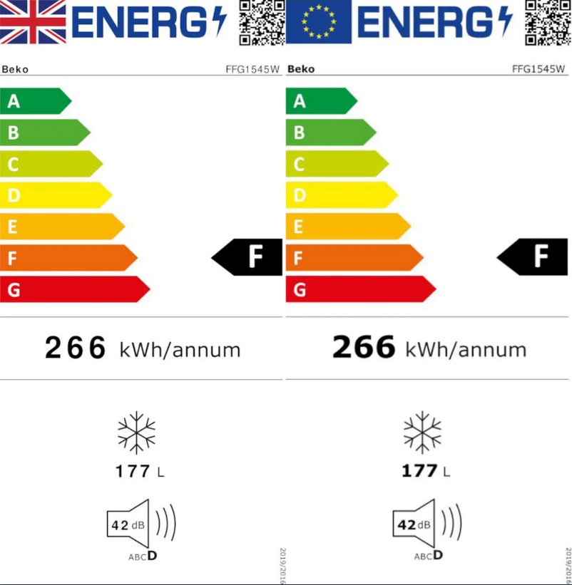Page n°1 - Label énergétique Beko FFG 1545