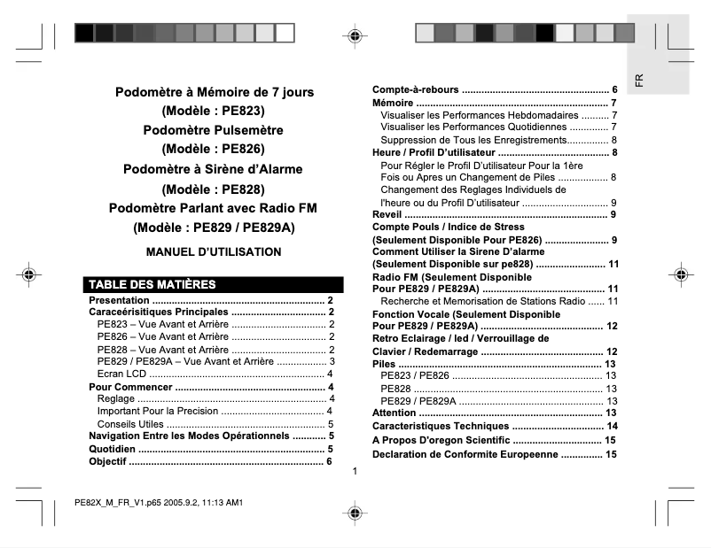 Página 1 del manual Manual de usuario Oregon Scientific PE829A