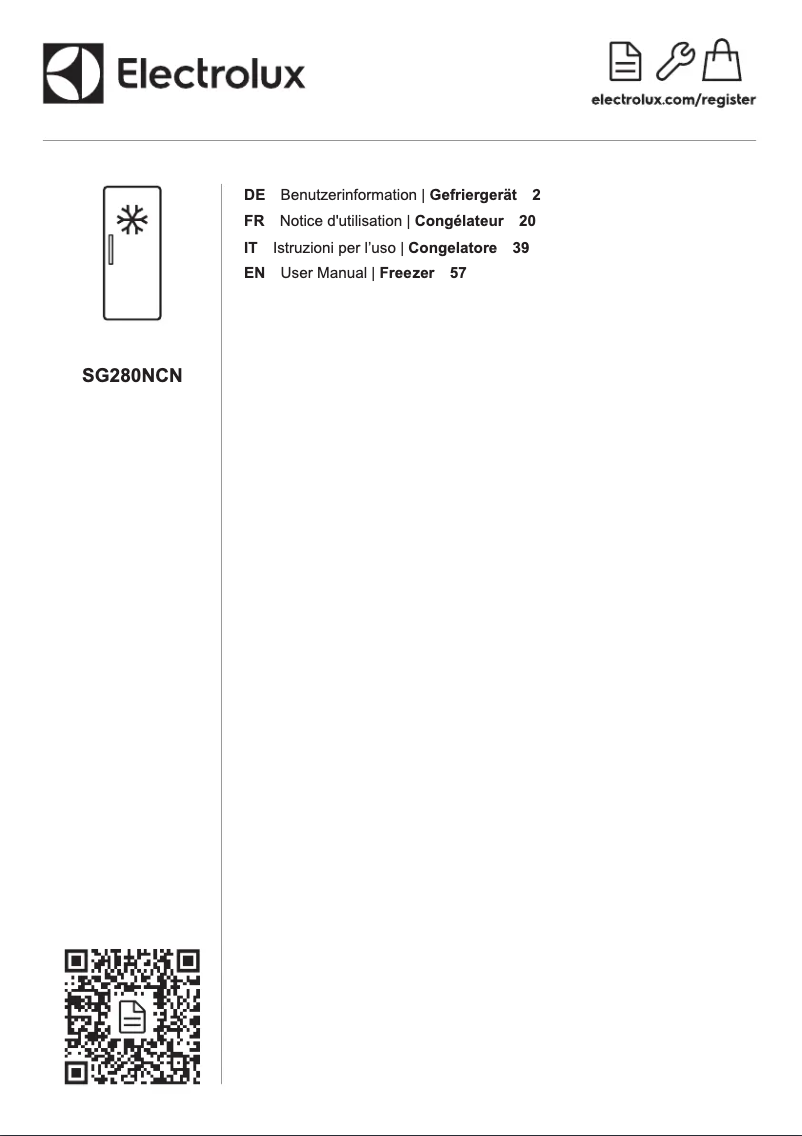 Page 1 de la notice Manuel utilisateur Electrolux SG280NCN