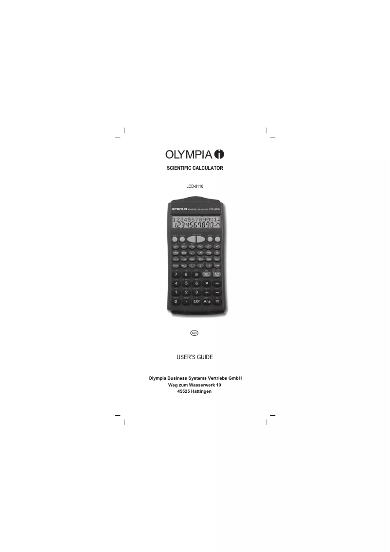 Page n°1 - Manuel utilisateur Olympia LCD 8110