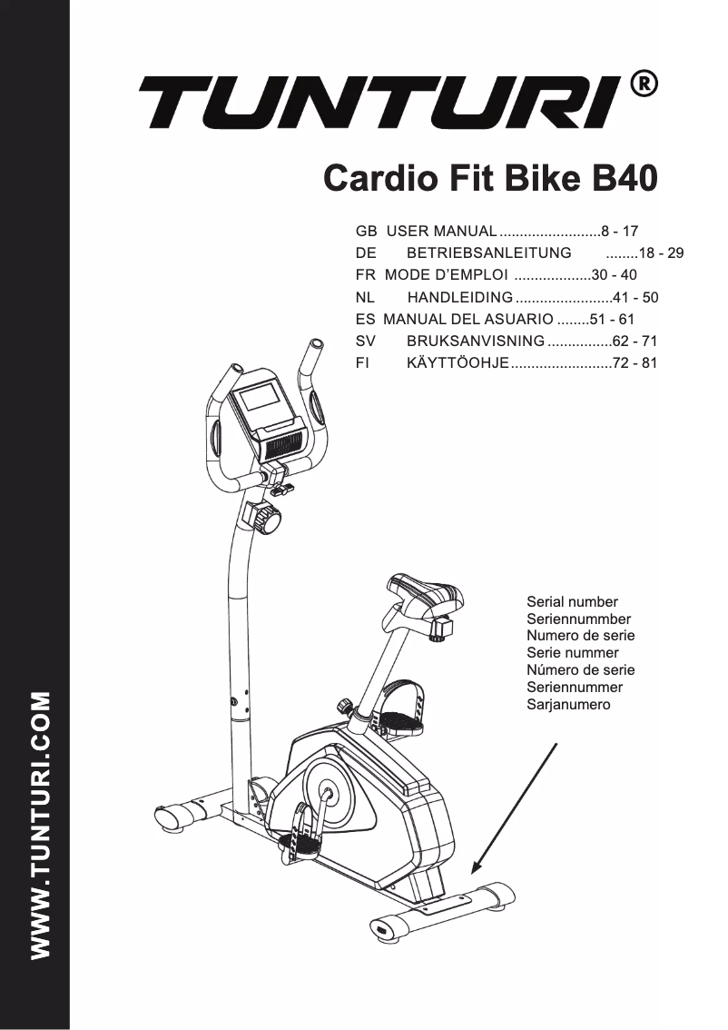Page n°1 - Manuel utilisateur Tunturi Cardio Fit B40