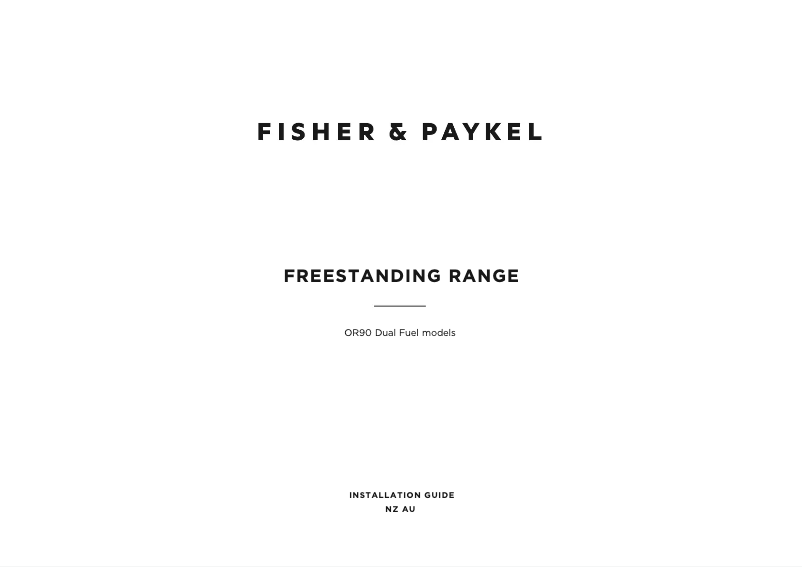Page n°1 - Guide d'installation Fisher & Paykel OR90SPG6X1