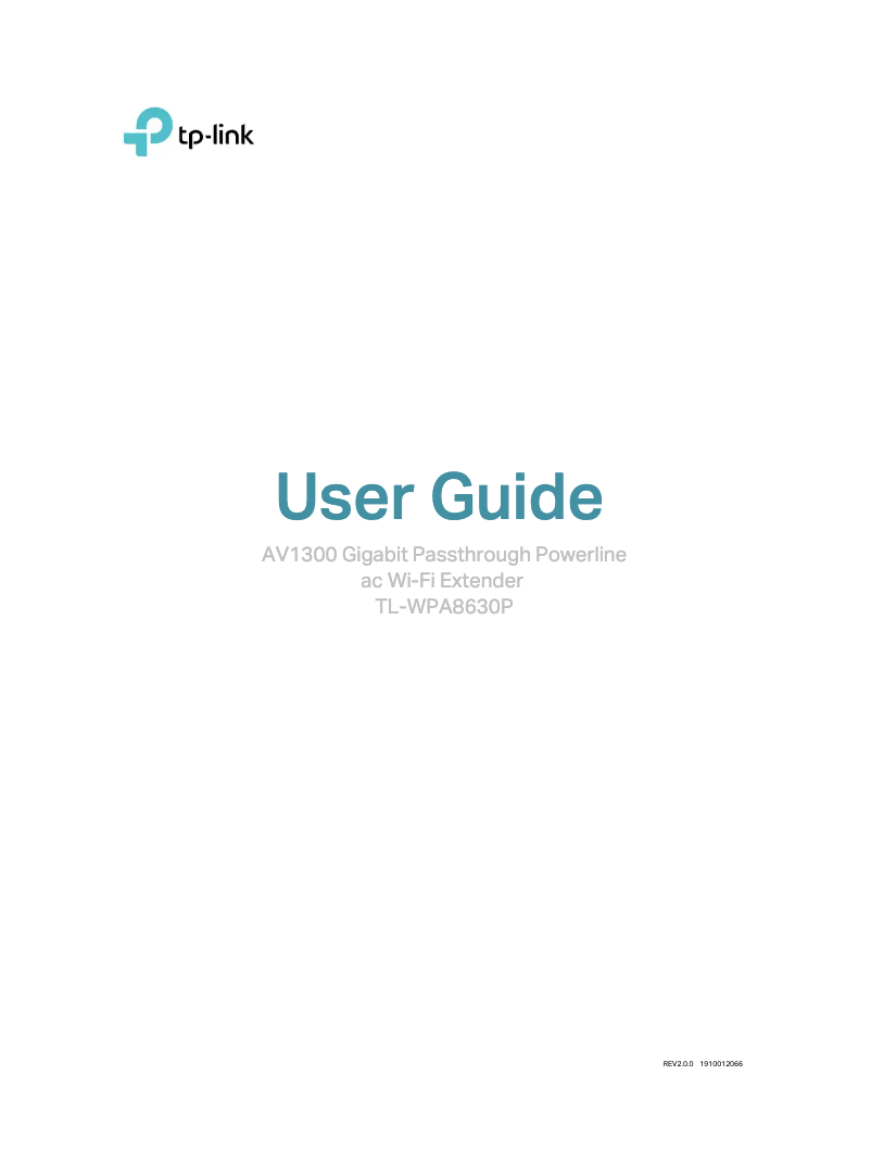 Page 1 de la notice Manuel utilisateur TP-Link TL-WPA8630P KIT