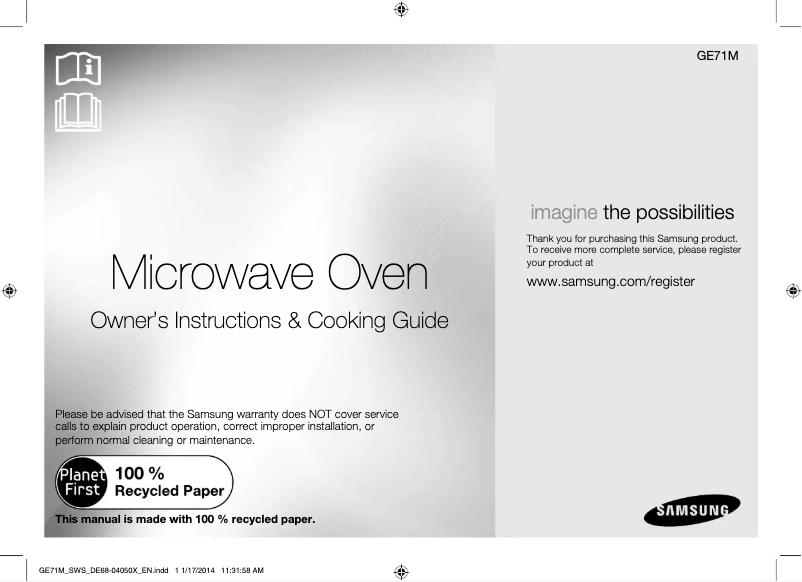 Page 1 de la notice Manuel utilisateur Samsung ME71M