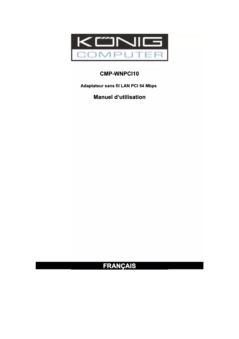 Image de la première page du manuel de l'appareil CMP-WNPCI10
