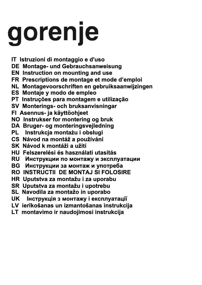 Page 1 de la notice Manuel utilisateur Gorenje DK9315X