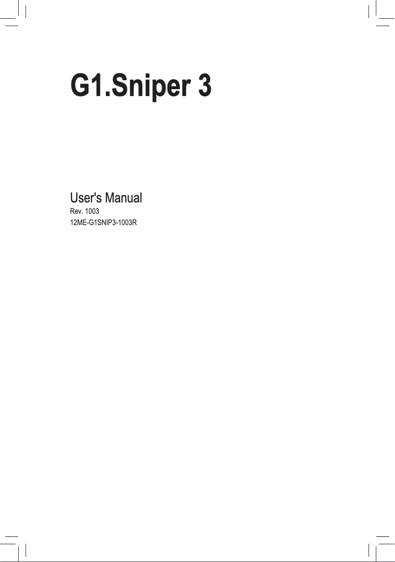 Page n°1 - Manuel utilisateur Gigabyte G1.Sniper 3