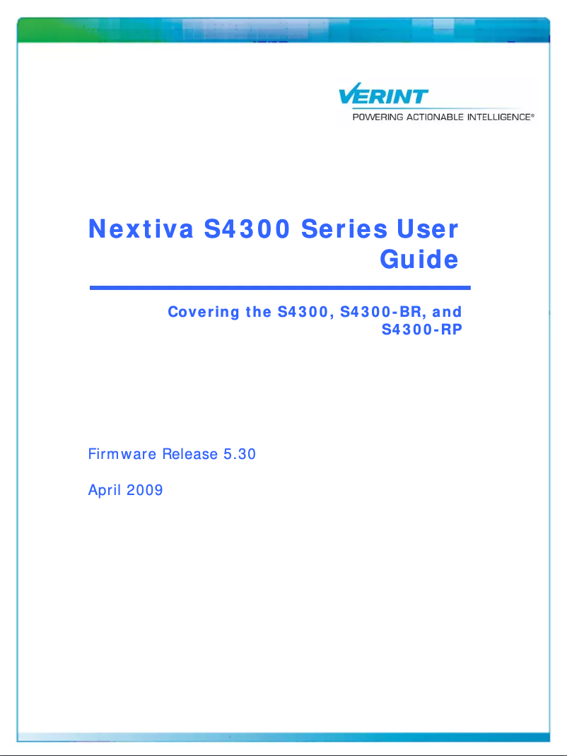 Image de la première page du manuel de l'appareil Nextiva S4300-BR