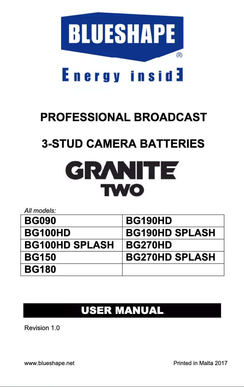 Image de la première page du manuel de l'appareil Granite Two HD Splash