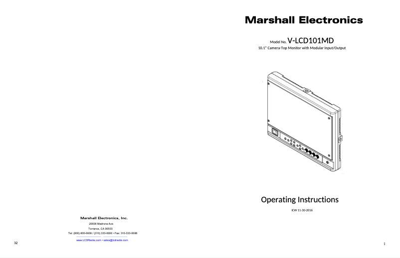 Image de la première page du manuel de l'appareil V-LCD101MD-3G