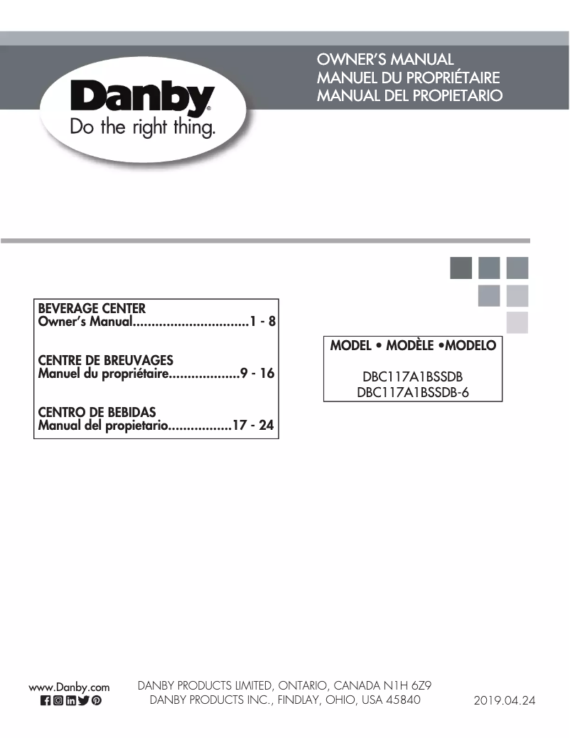 Page 1 de la notice Manuel utilisateur Danby DBC117A1BSSDB-6
