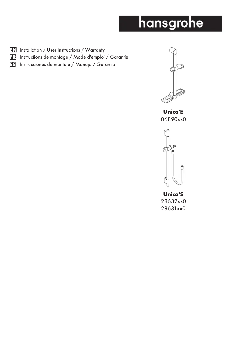 Page n°1 - Guide d'installation Hansgrohe 28632000