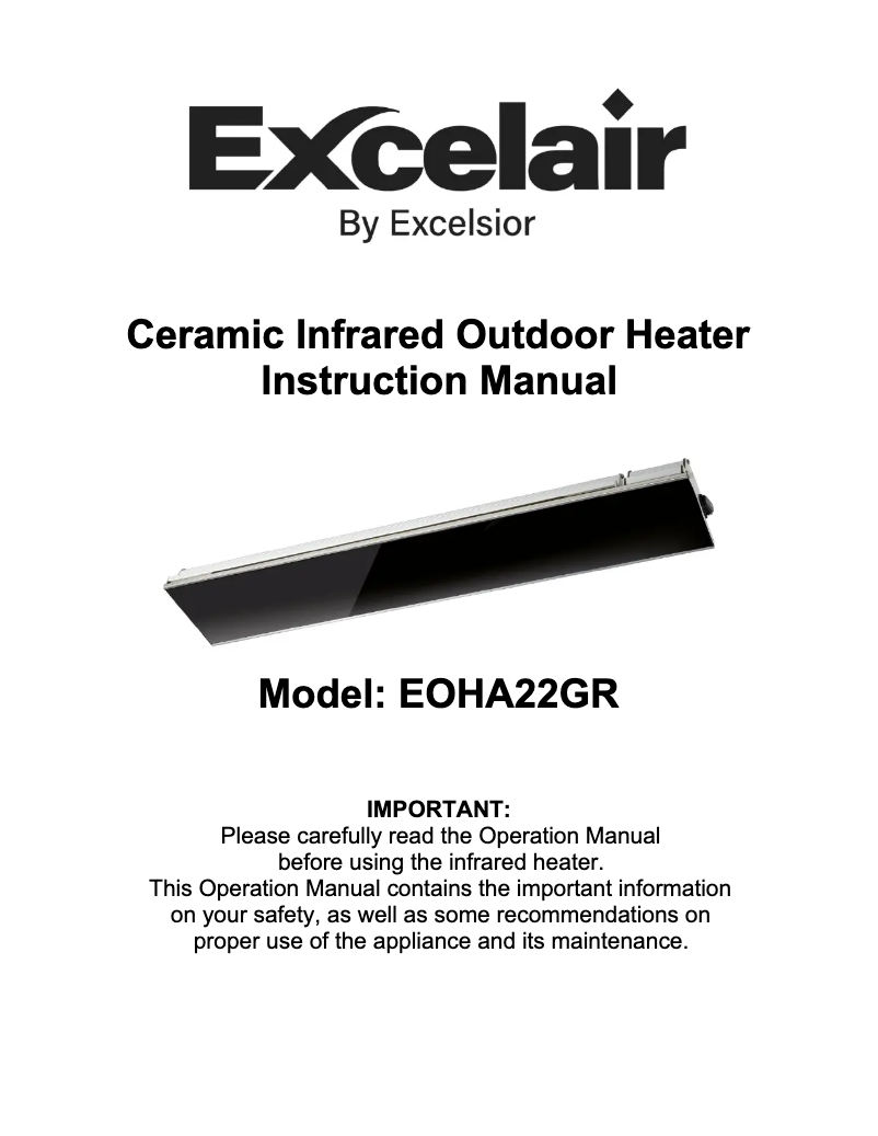 Image de la première page du manuel de l'appareil EOHA22GR