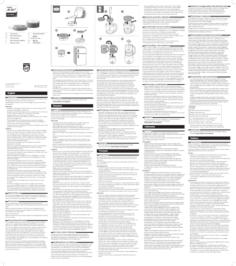 Page 1 de la notice Manuel utilisateur Philips Avent SCF876