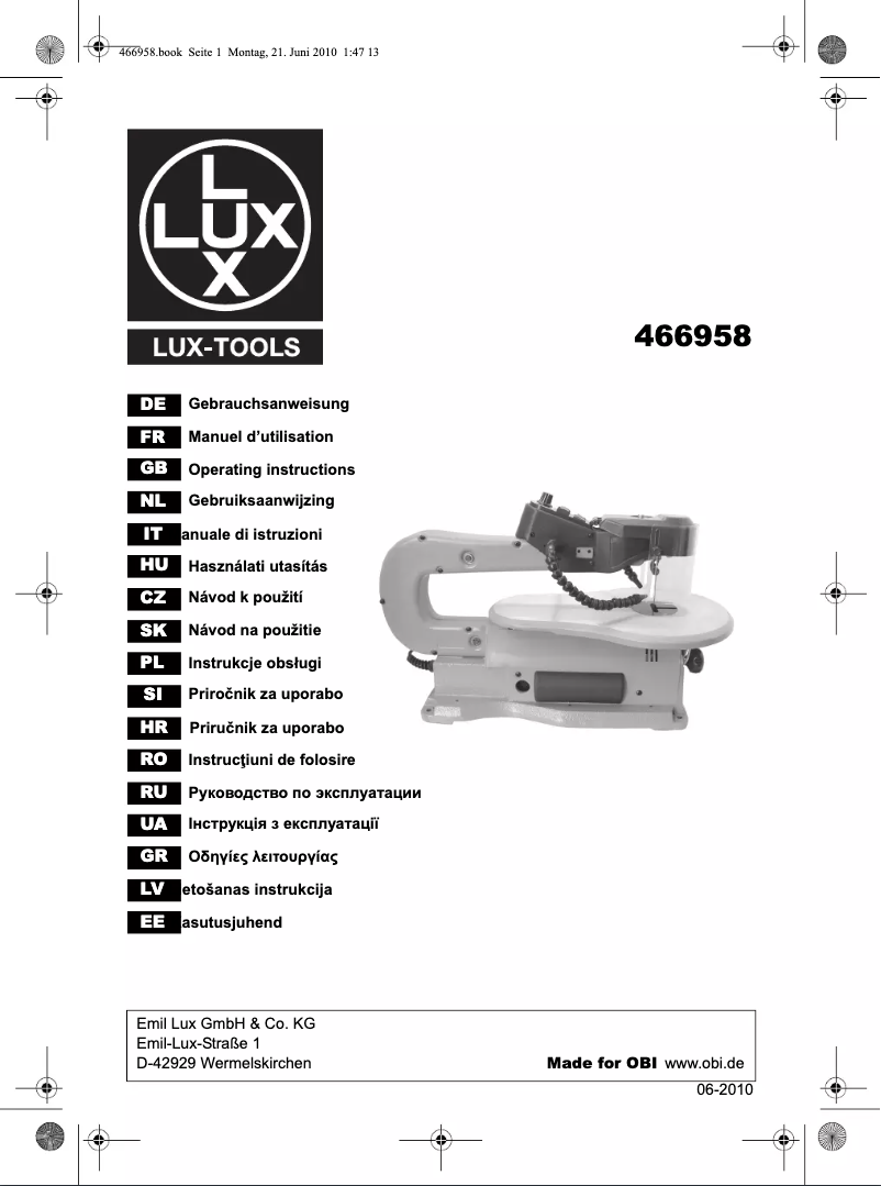 Page n°1 - Manuel utilisateur LUX TOOLS DKS 120