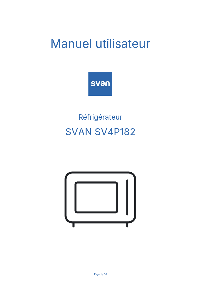 Page n°1 - Manuel utilisateur SVAN SV4P182